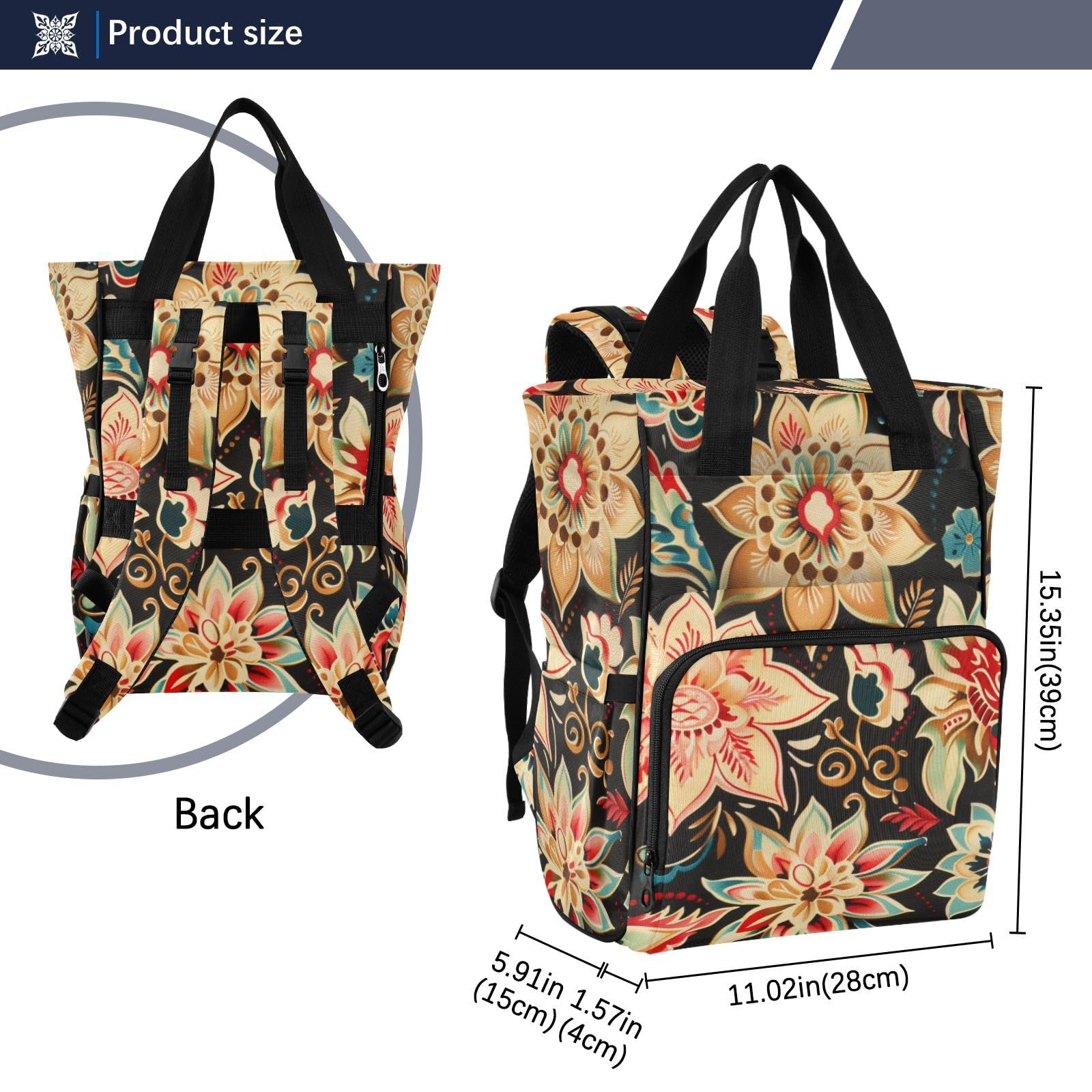 Plecak podróżny dla dziewczynki / chłopca vintage boho kwiaty