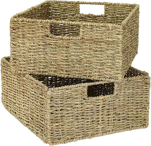 Seaweed Braided Storage Basket Set of 2 - Elfa Korg for Kallax