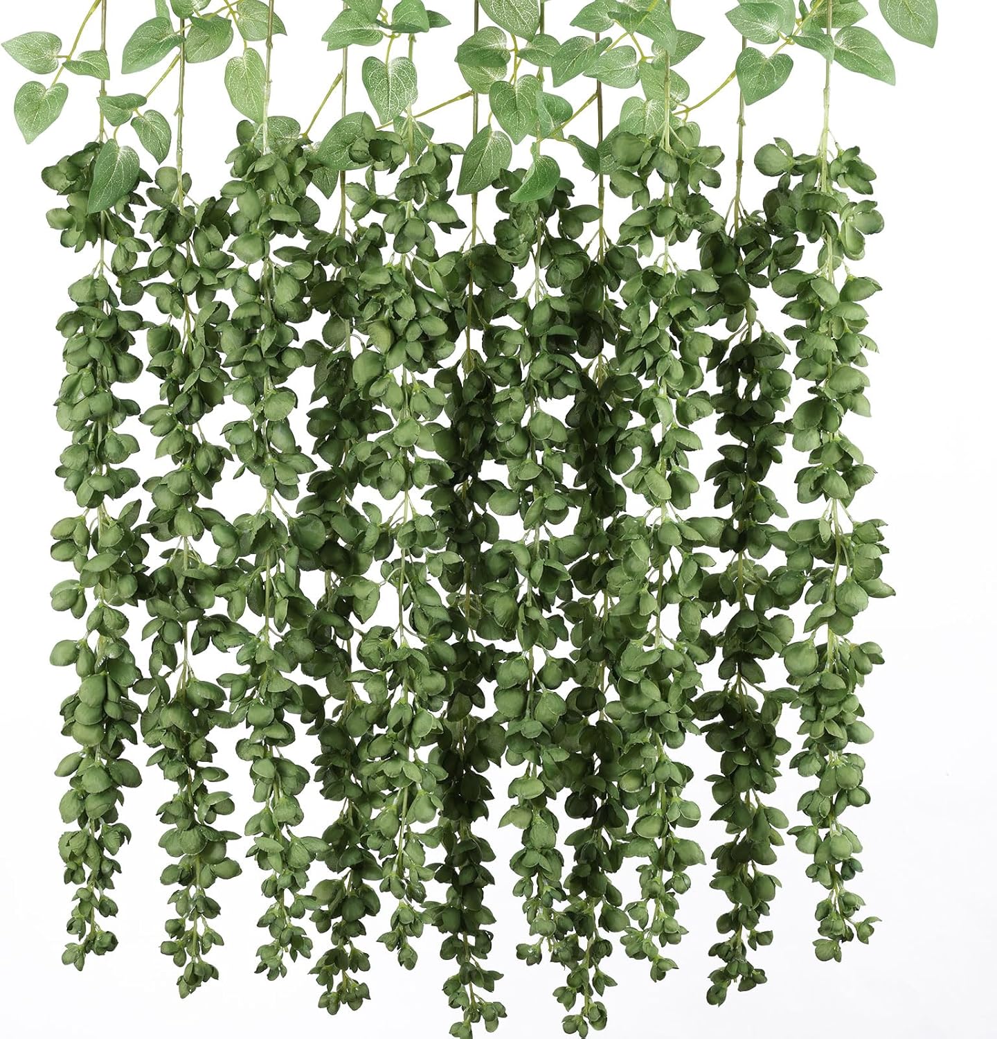 mizii 6Pcs Green Wisteria Hanging Flowers 48" Silk Wisteria Artificial Flowers Garland Vines Fake Hanging Flowers Decoration for Wedding Flower Wall Backdrop Centerpieces Party Room Decor (Green)