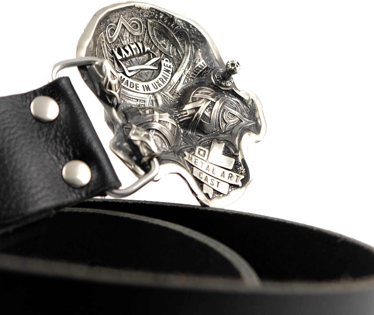 Nickel silver Skull belt buckle, handmade unisex solid German silver belt buckle, original design skull accessory - Image 6