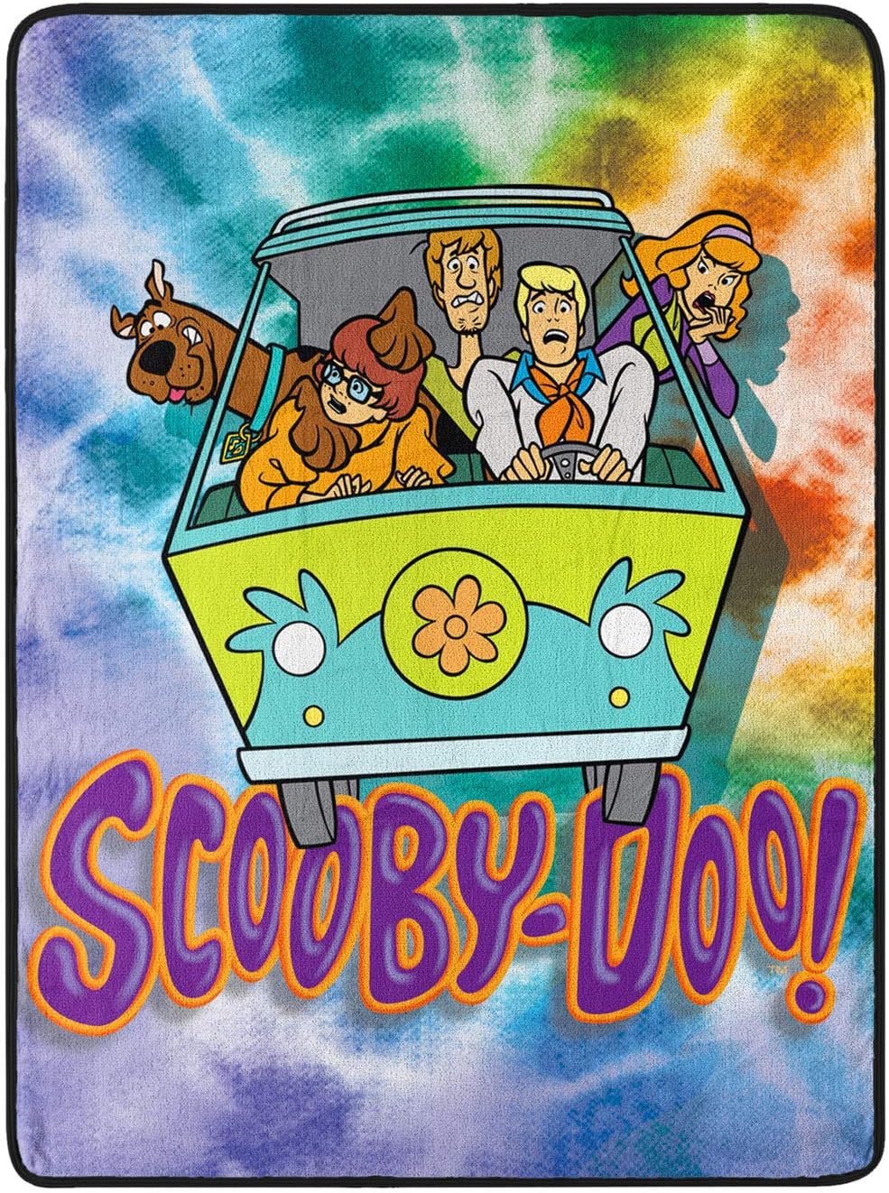 Scooby Doo Tie Dye Gang Mystery Machine Soft Super Plush Blanket 46" X 60"