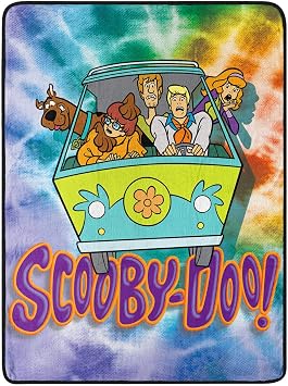 Scooby Doo Tie Dye Gang Mystery Machine Soft Super Plush Blanket 46" X 60"