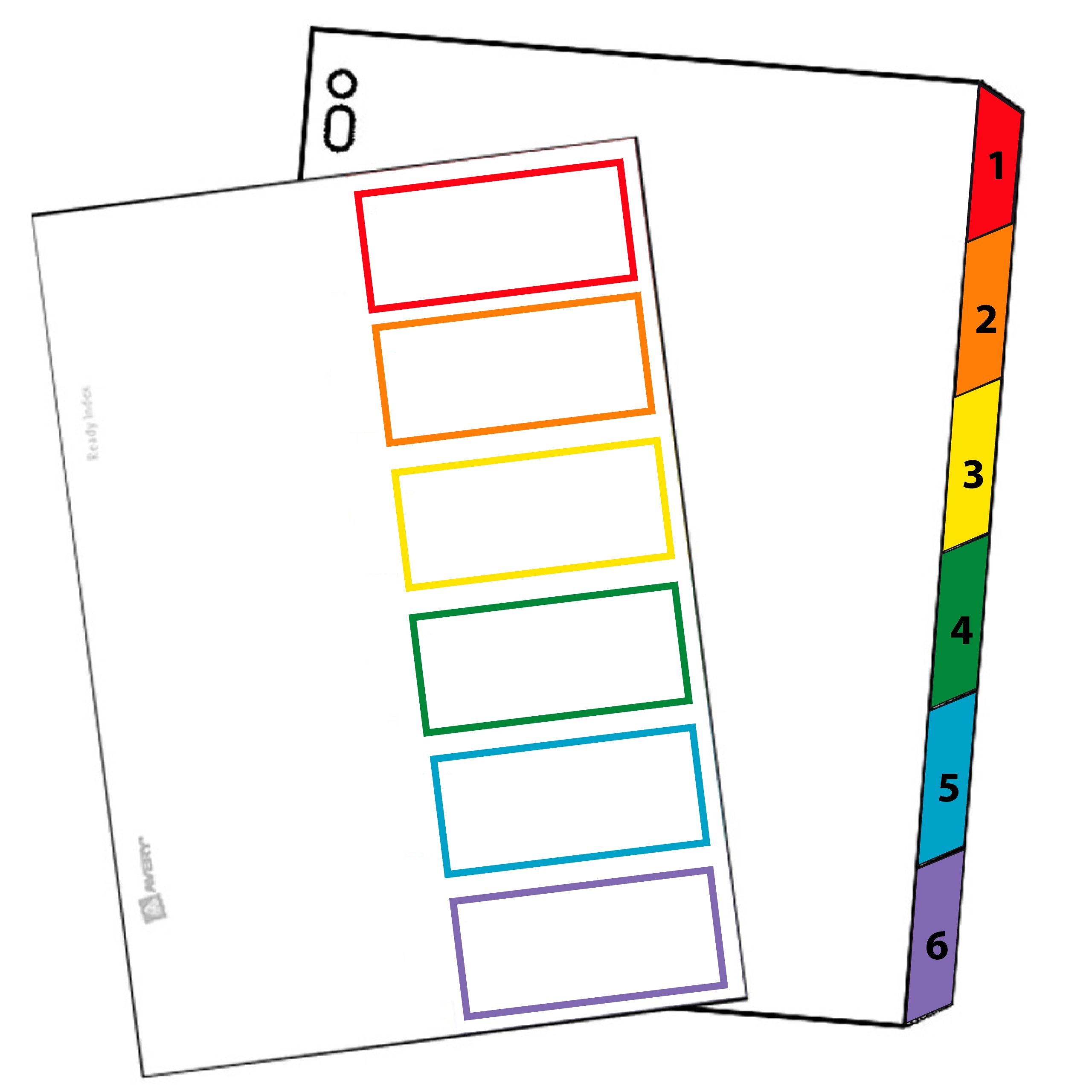 Avery 1 gioco Divisori in polipropilene perforate Bianco tasti assortiti ReadyIndex Stampa Laser/A Getto D' inchiostro 6 linguette bianco