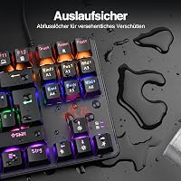 Rii RK908 Mechanikus Gamer Billentyűzet, TKL QWERTZ Kék Kapcsolókkal, RGB Háttérvilágítással, Makró Funkcióval, USB Kábeles, Fekete 9