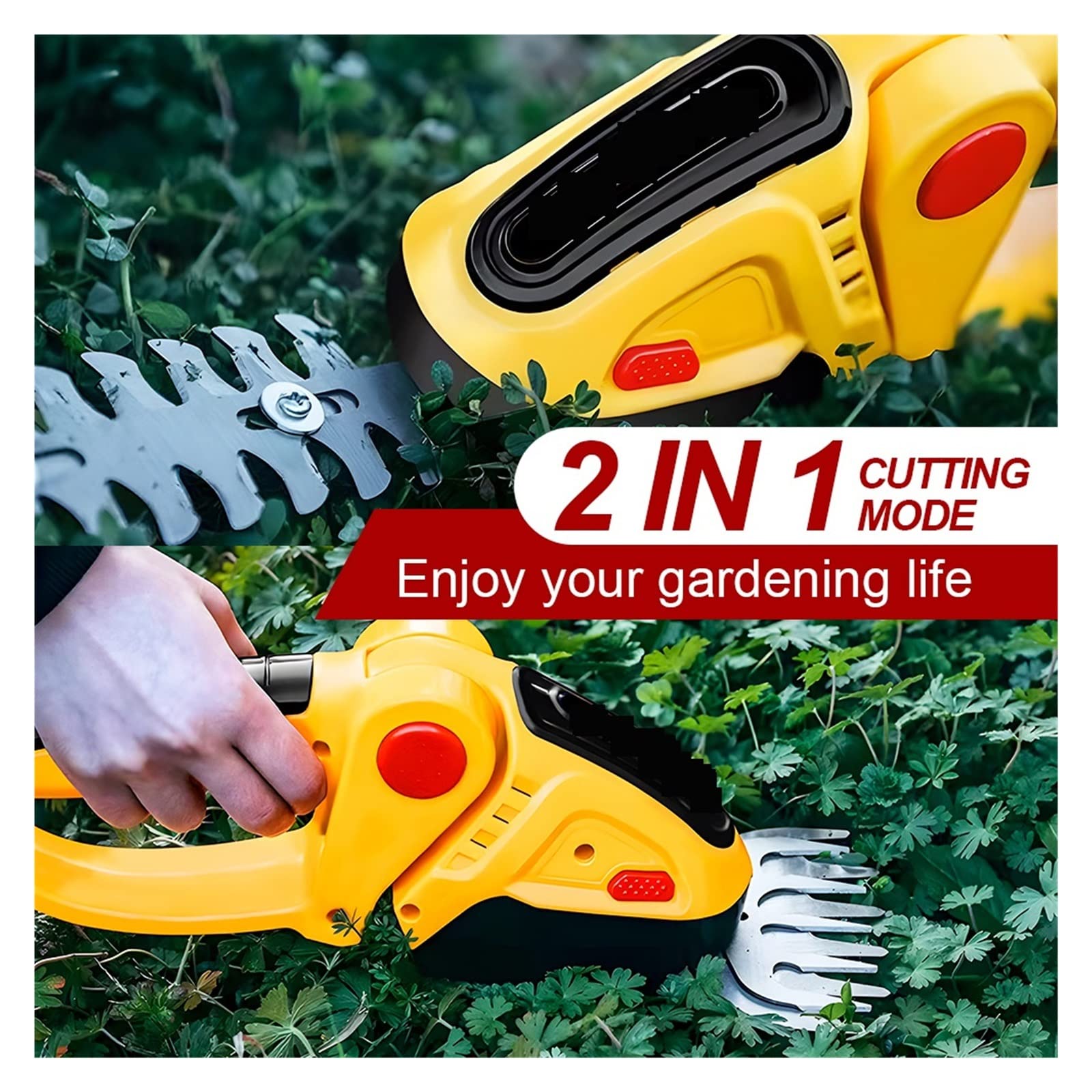 Taglia erba, Tagliasiepi elettrico a batteria 2 in 1 24V 20000 giri/min(Green-1 Battery)