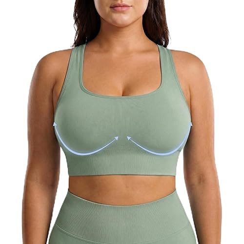 FITTIN Support Sports Bra for Women: Adjustable Strappy Bra for Gym Yoga - Full Coverage Cross Back for Large Bust Woman