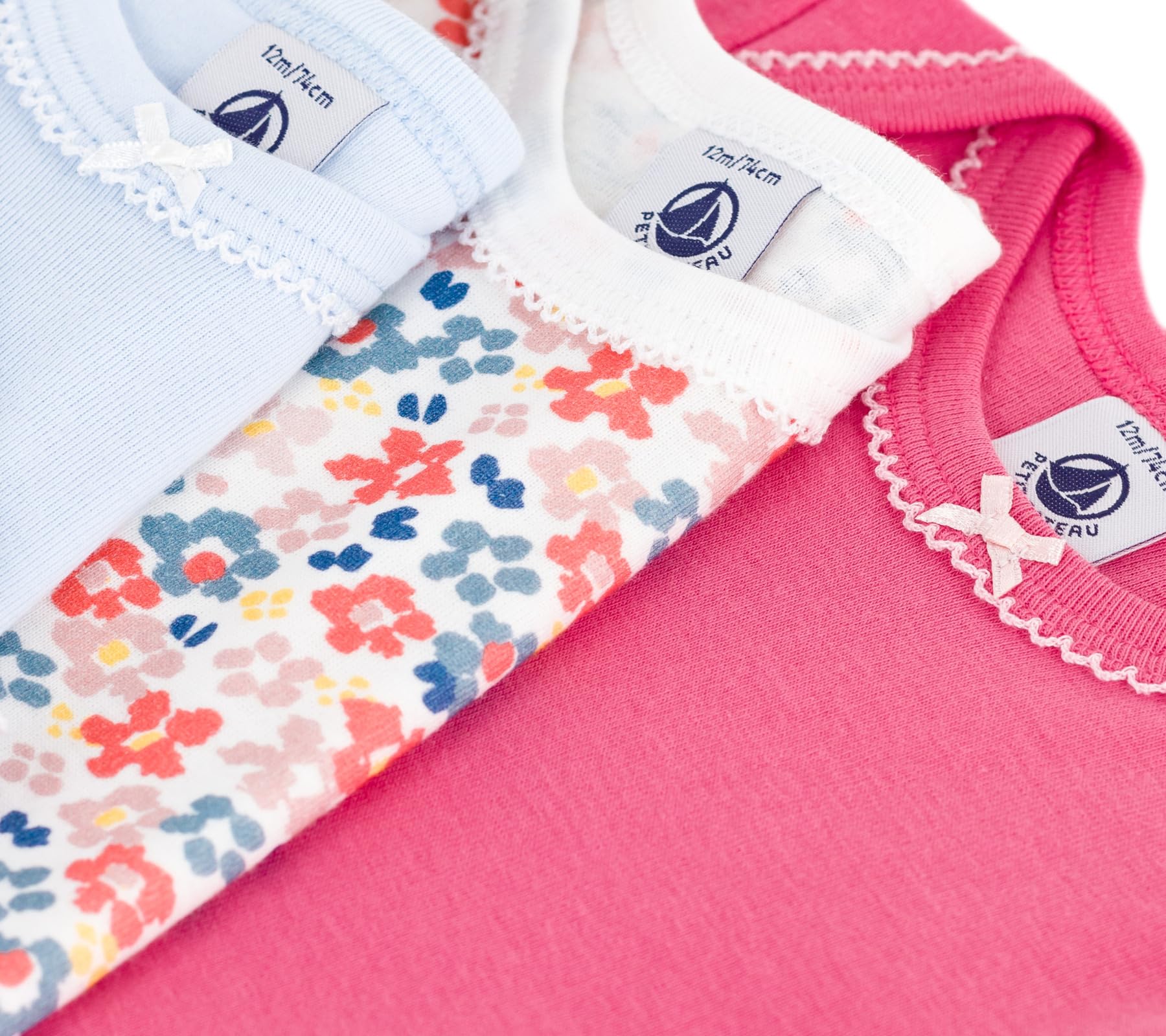 Petit Bateau Lot de bodies manches longues en coton imprimé fleuri bébé