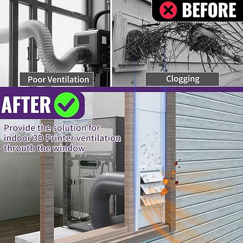 Miniatura 6 de Mxclimate Kit de ventilación de ventana compatible con manguera de conductos de 3 pulgadas4 pulgadas para ventanas correderas, kit de sellado de