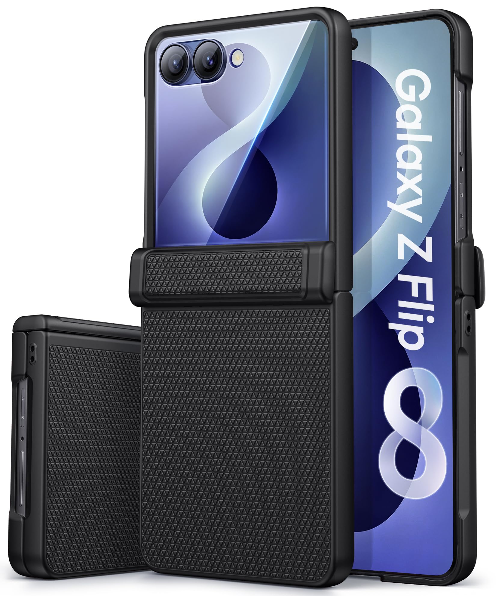 Vihibii Cover per Samsung Z Flip 8, Robusta Protezione Cerniera, Nero | Robusta Protezione Cerniera, Texture Antiscivolo, Slim, Protezione Completa Antiscivolo, Durevole, Uomo, Donna, 5G 2026