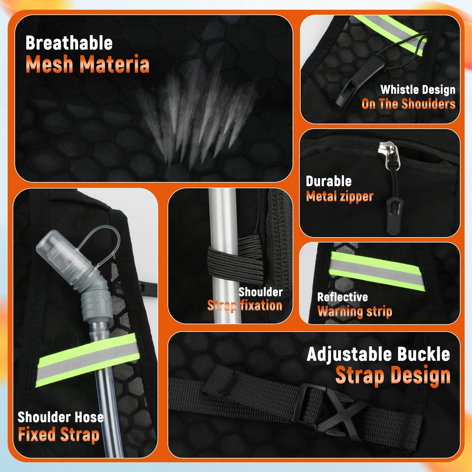 Gilet da Corsa per Uomo e Donna, Zaino Trail Running con 1.5L Sacca Idrica 500ml Borraccie Morbide, Zaino Idratazione Regolabile, Zaino da Corsa per Escursionismo Sentieri Maratone Ciclismo