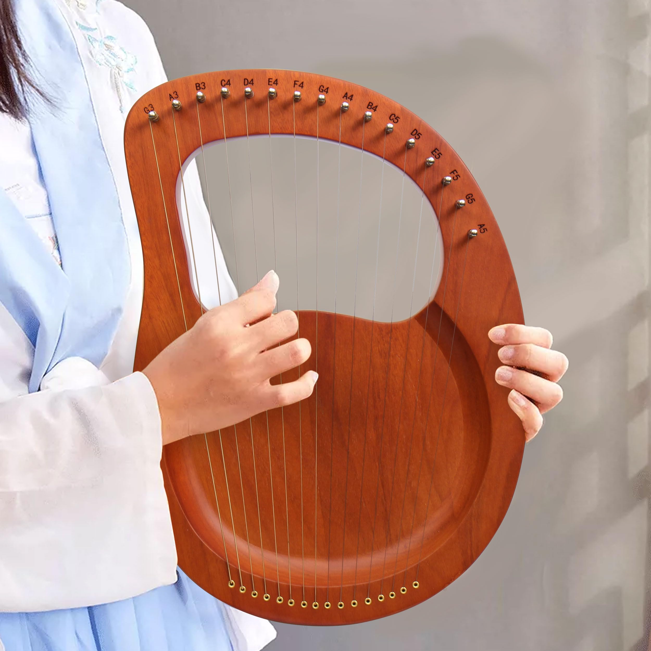 Little Lyre Harpe 16 cordes en acajou avec cordes en métal Style antique avec clé d'accordage et sac de transport Marron