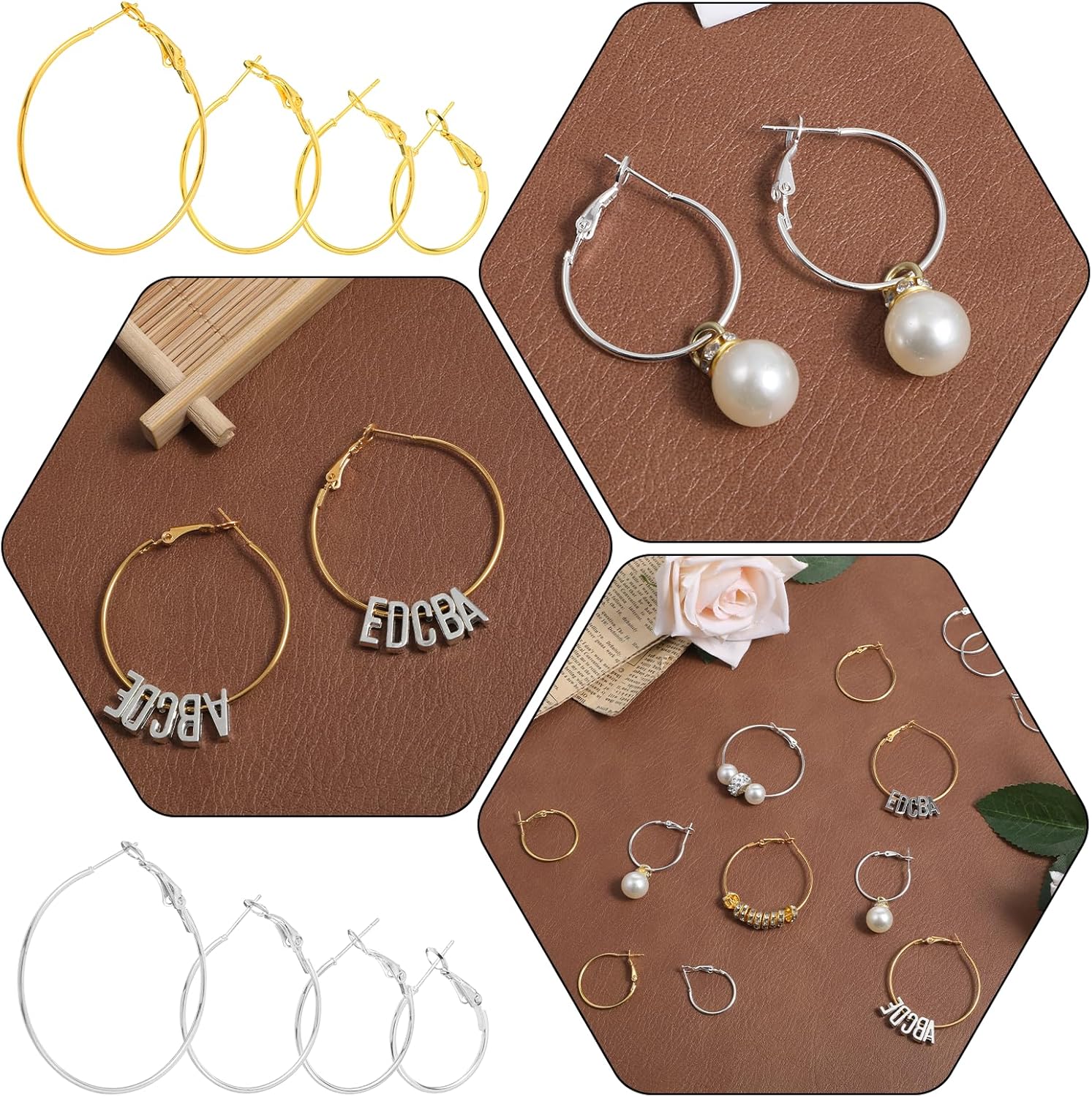 32 PCS Round Hoop Earring Findings, Alloy Round Earring Hoops for Jewelry Making Open RoundEarring Hoops DIY Craft Supplies, Stainless Steel Open Beading Hoop for Jewelry Making, DIY Earrings Crafts - Image 3