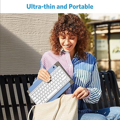 Miniatura 9 de Omoton. - Teclado Bluetooth ultra delgado, compatible con iPad Pro 1112.9 2018, nueva iPad de 9.7 pulgadas, iPad Air, iPad Mini, iPhone y otros