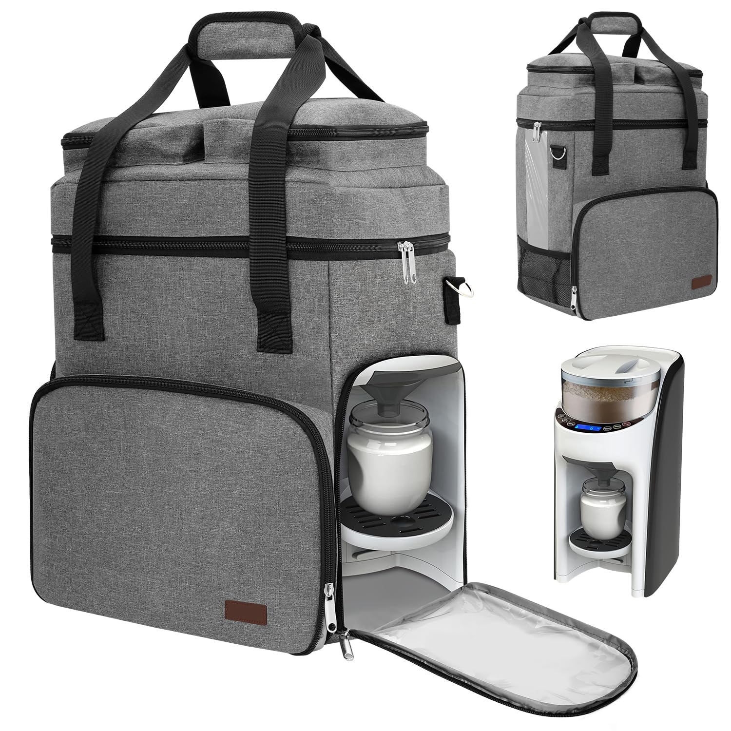 Bolsa de transporte compatible con Baby Brezza Formula Pro Advanced Leche Powder Powder Bolsa organizadora de viaje portátil para Mezclador de alimentos para bebés con correa para el hombro y