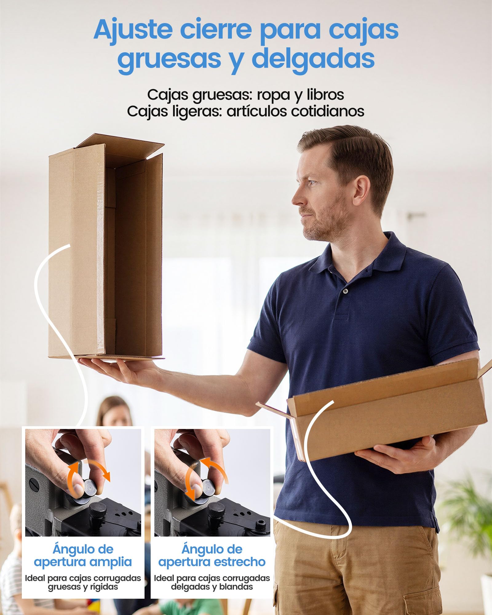 meite HB3518 Grapadora Manual para Cajas, Cerradora de Cartón Calibre 16, para Cartón Ondulado de 1–8 mm, Compatible con Grapas de Corona 34,7 mm y Pata 18 mm, Sin Aire