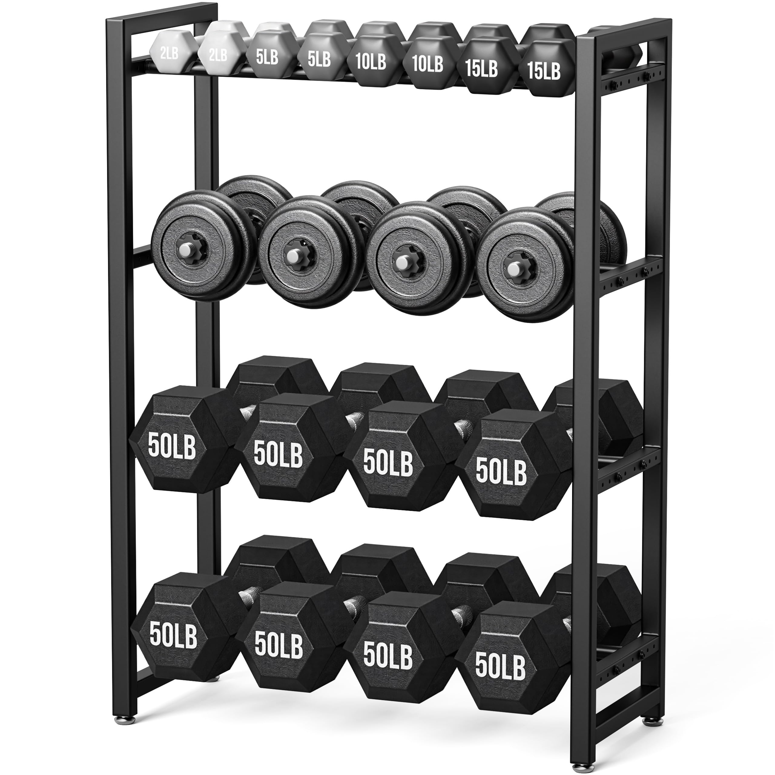 1100 lb Capacity, 4 Tier Dumbbell Rack, Weight Rack for Home Gym