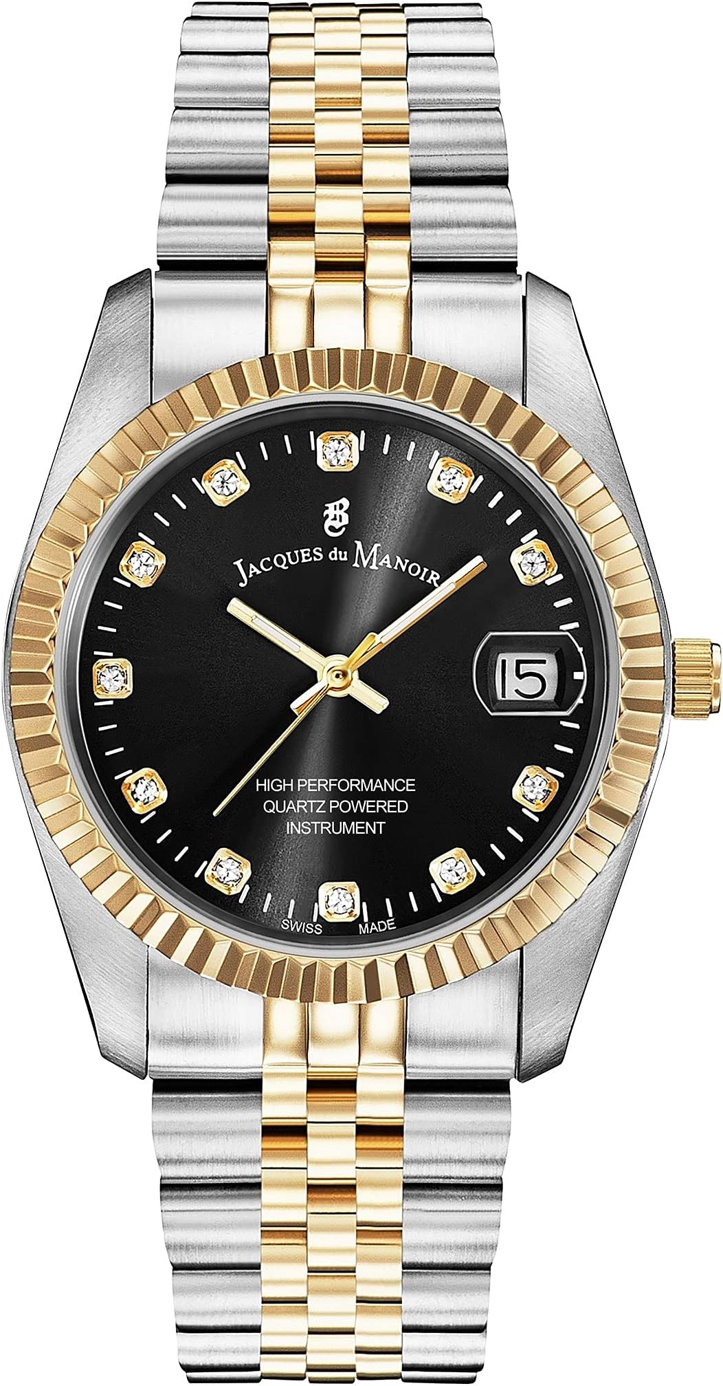 B JACQUES DU MANOIR NRO.19 Ladies Inspiration Two-Tone Watch, Silver + Gold, bracelet
