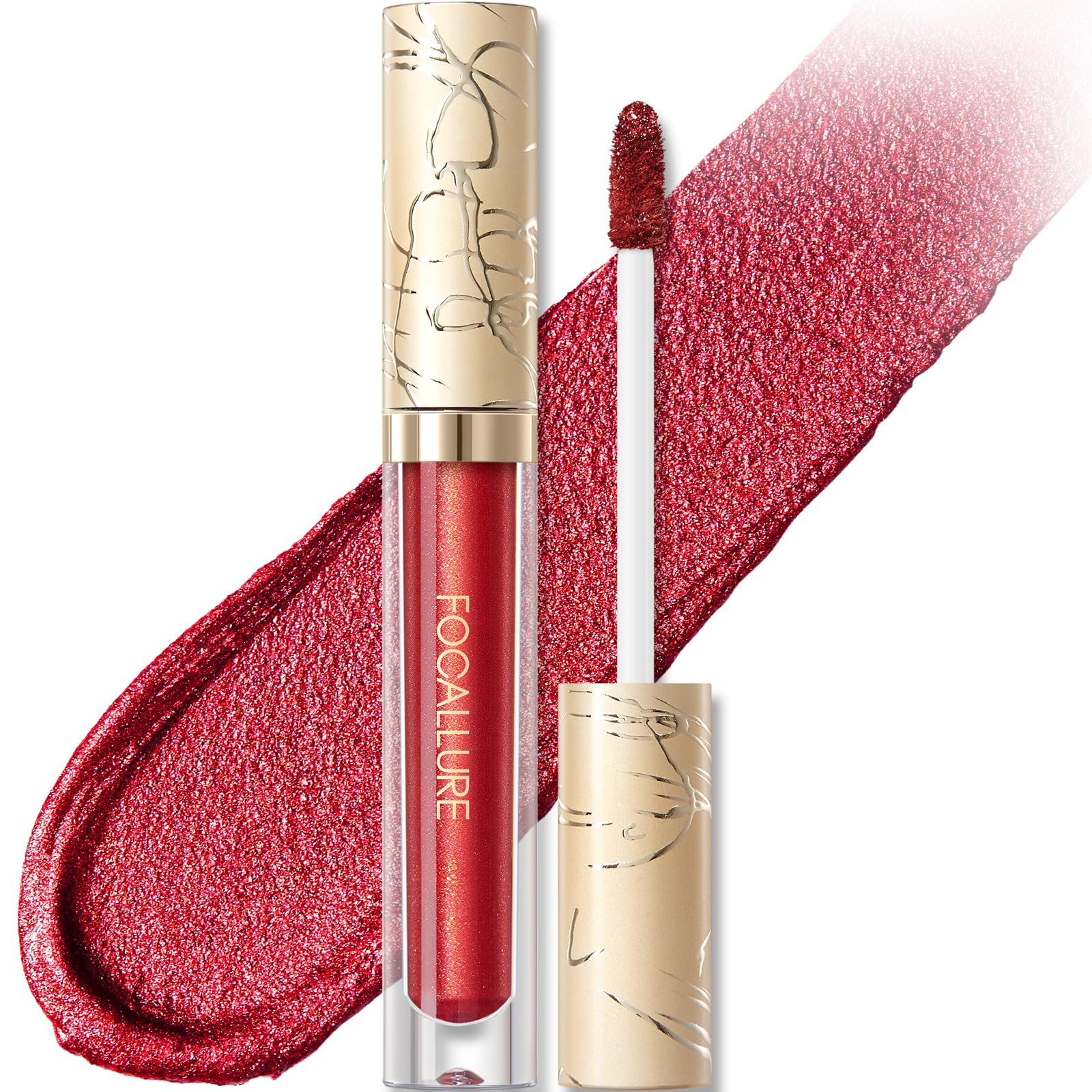 FOCALLURE Liquid Lipstick Metallic Lip Gloss in Non Stick Cup High Effective Lip Colour with Transfer Protection Long Lasting