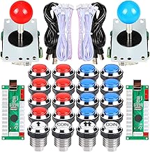 2 Player Arcade Joystick Buttons Arcade Contest DIY Retropie Cabinet Kit PC Game Chrome Plating LED 1 2 Player Coin Buttons Mame Raspberry Pi Game Project