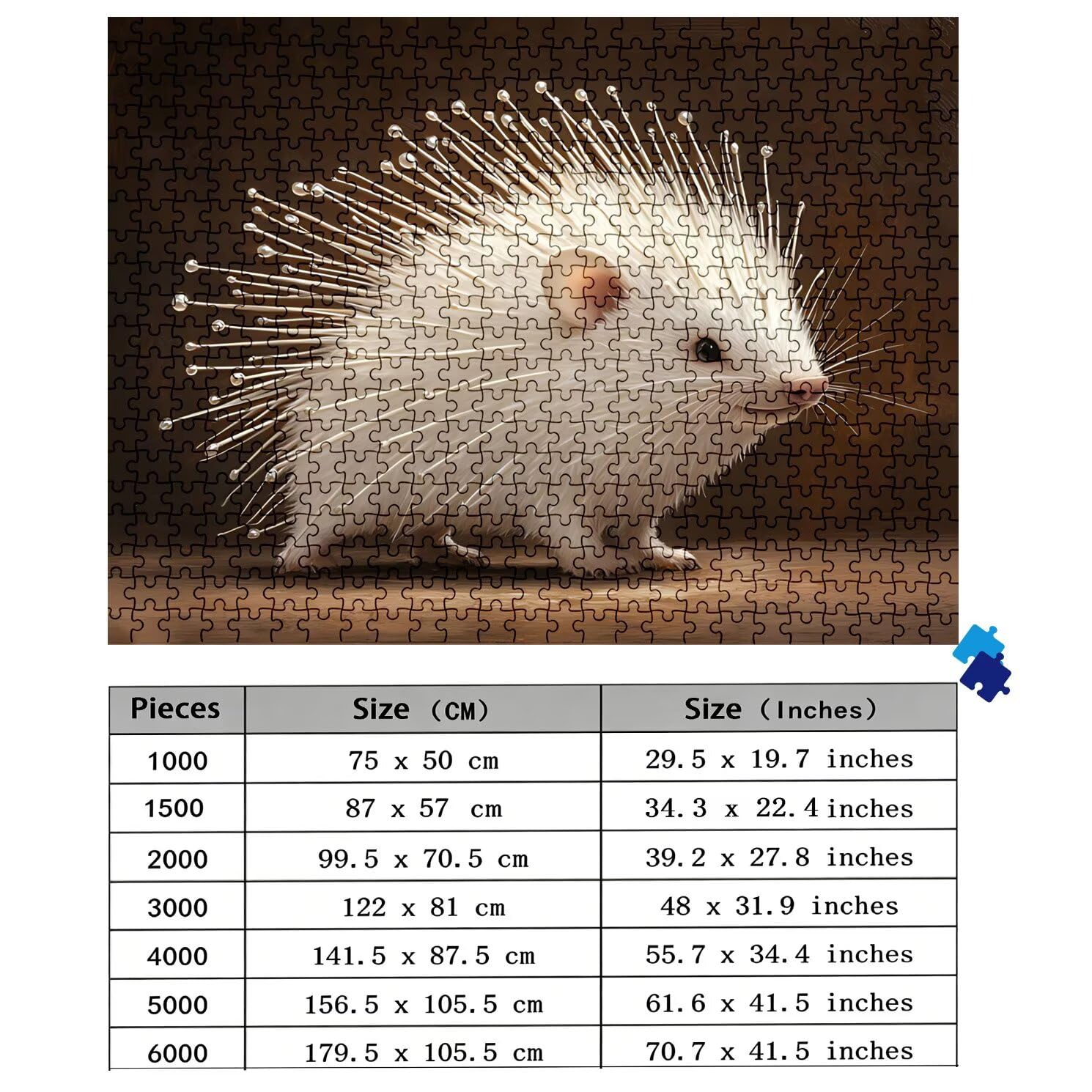 Puzzle 3000 Teile, Holzpuzzle Erwachsene - Impossible Puzzle 122 x 81 cm niffliges Denkspiel & Denksport für Frauen & Männer, Familienspiel für Spieleabende, Geschenk für Frauen Tier Igel w0-145