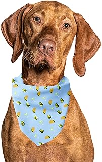 CUTIE TIES Taco Tuesday Dog Bandanaâ€“Cooling Material-Premium Quality Bandanas for Dogs-Fancy Bandanas-Cute Dog Bandanas in Two Sizes-Dog Bandana for All Breeds (Taco, Large (19.5