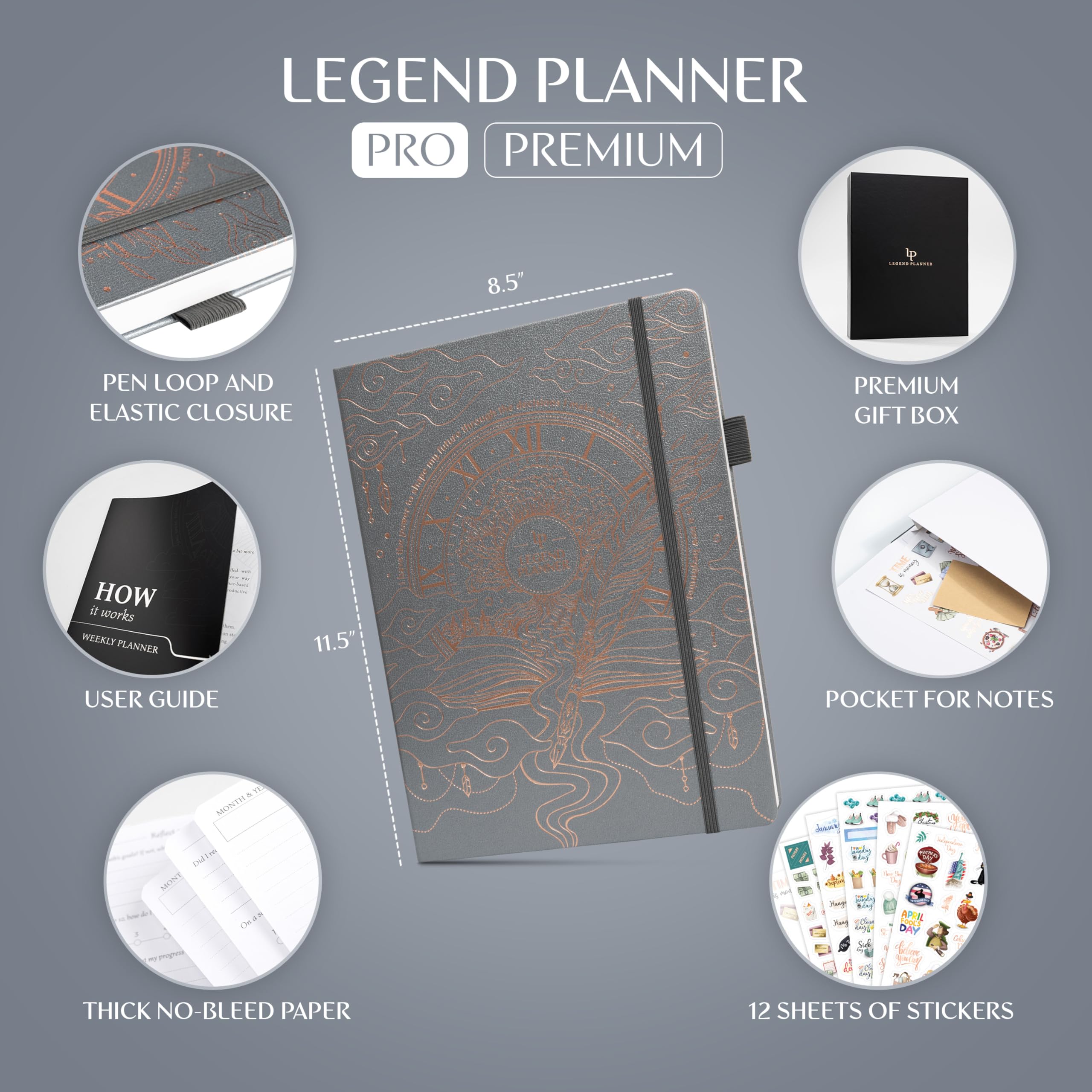 Legend Planner PRO Premium, Large Undated Weekly, Monthly & Budget Planner with Habit Tracker - Image 2