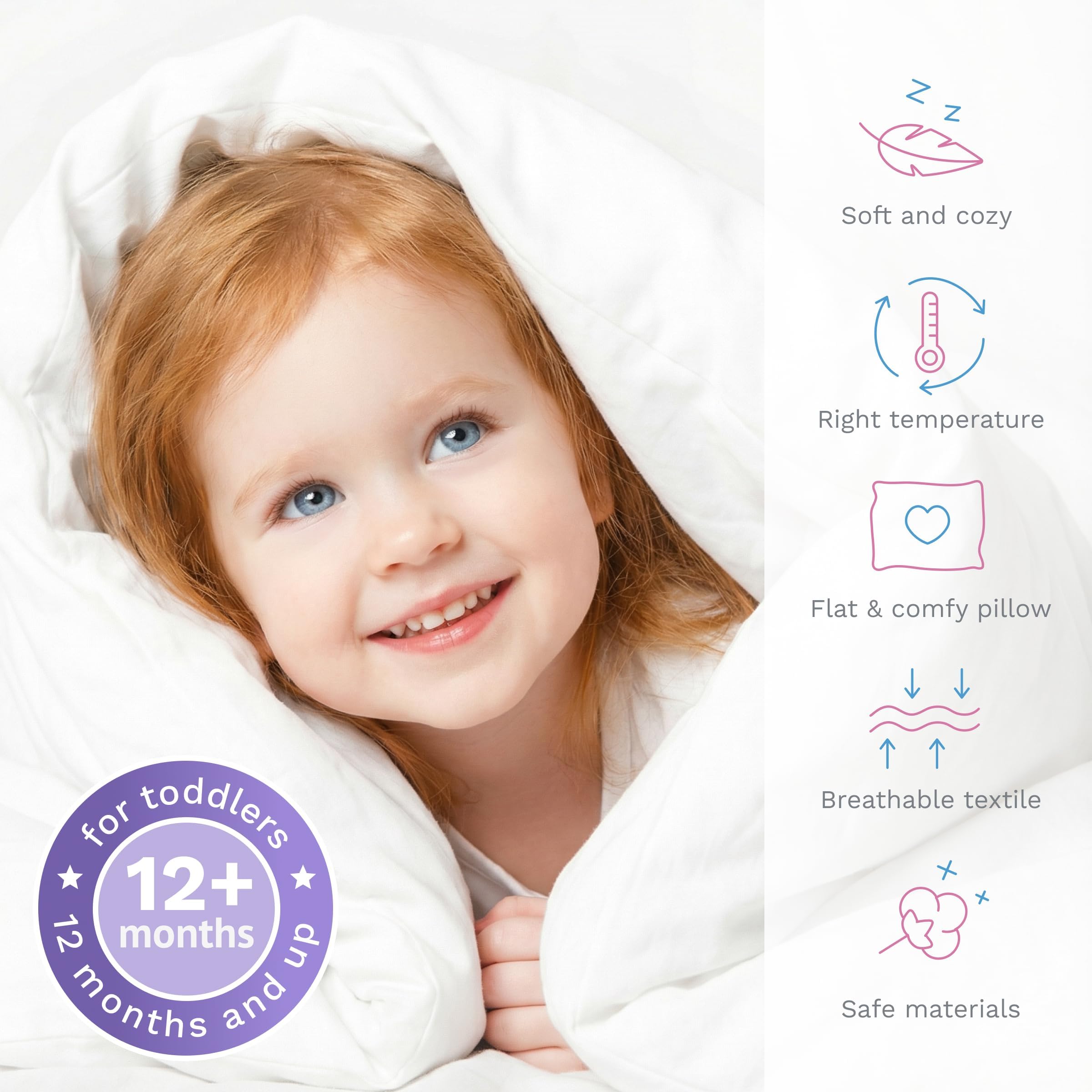 Baby Comfort - Piumino anallergico da 4,5 tog, 120 x 90 cm, con cuscino, per culla (12 mesi+)