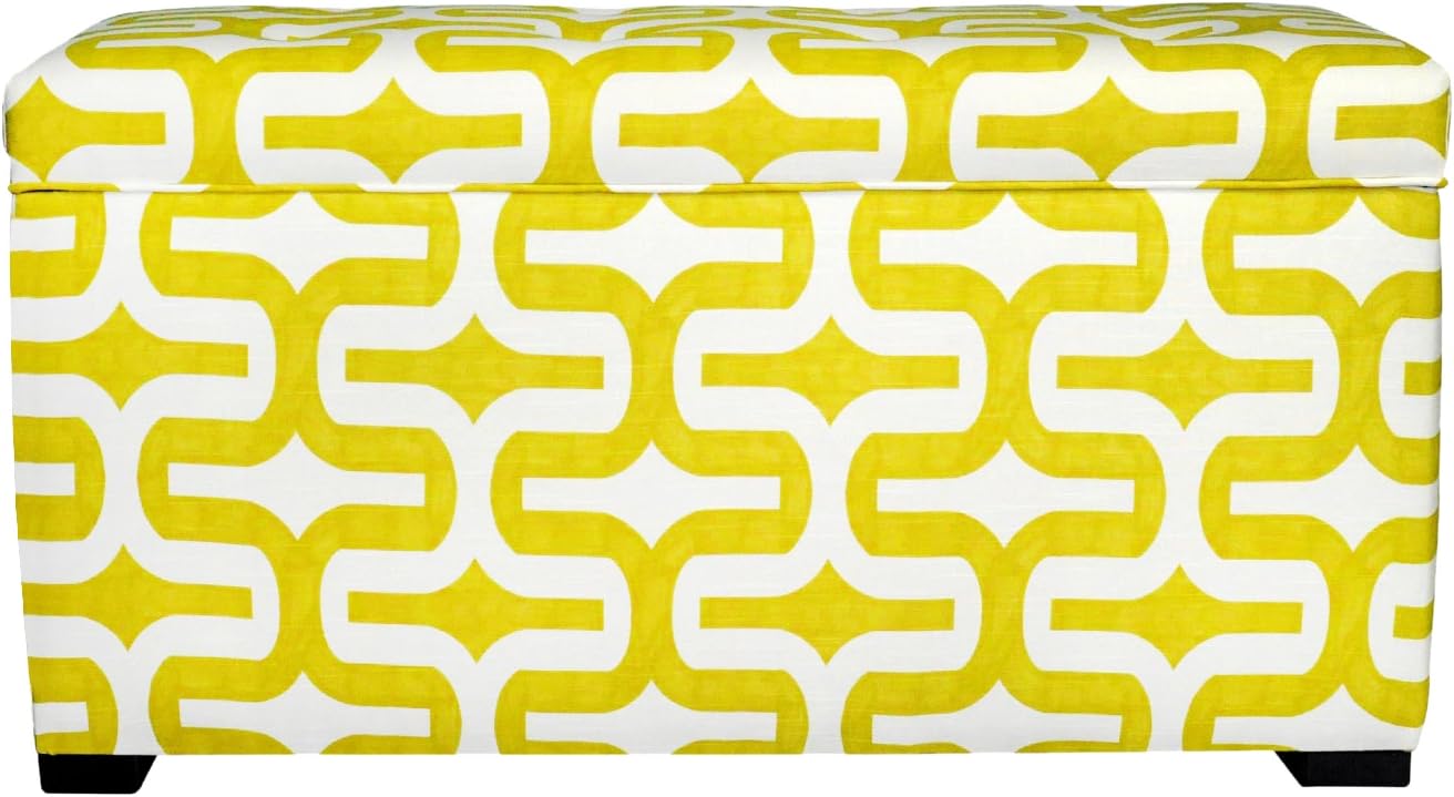 SOLE Designs Angela Collection Contemporary Fabric Upholstered Accent Entryway Storage Trunk Yellow : Everything Else
