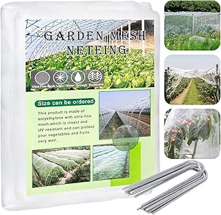 Gemüseschutznetz 3x6m mit 15 Gartenhaken, Kulturschutznetz und Pflanzenschutznetz als Wiederverwendbarer Pflanzenschutz für Hochbeet und Garten