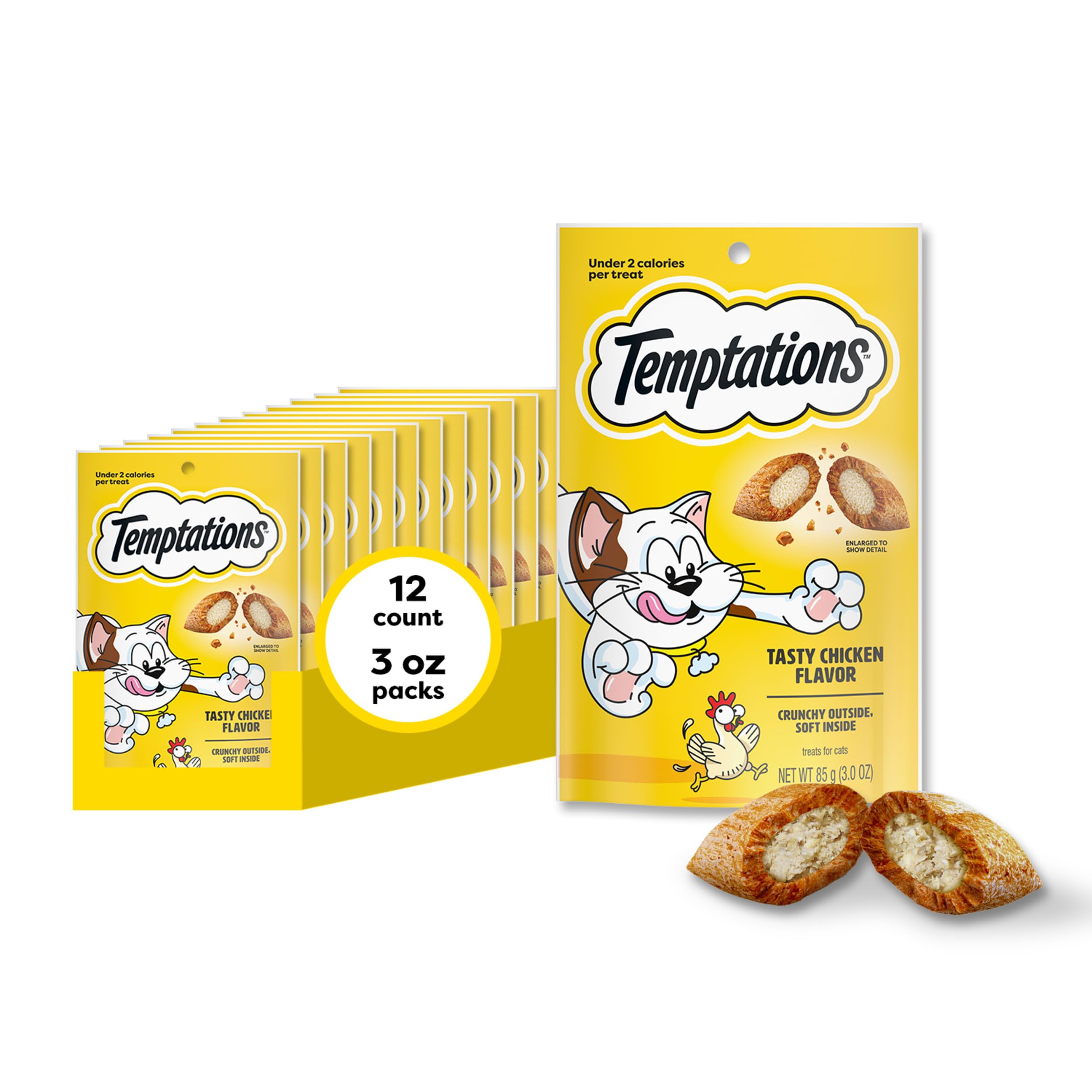 Temptations Classic Crunchy and Soft Cat Treats, Tasty Chicken, 3 oz, 12pk