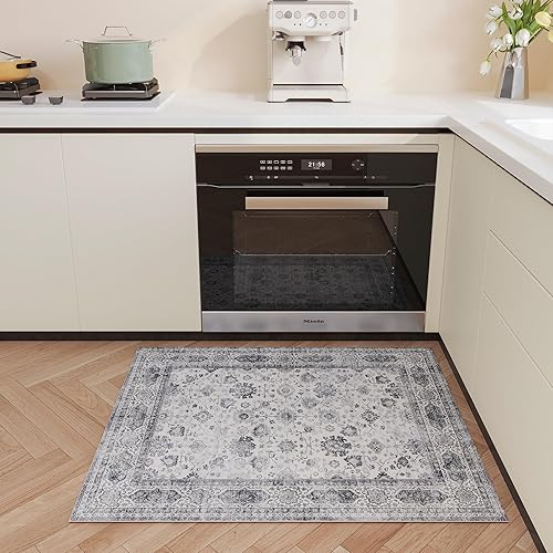 Miniatura 168 de Rugcomf Alfombra de pasillo para pasillos de cocina, antideslizante, 2 x 6 pies, alfombras lavables con parte trasera de goma, alfombra floral suave