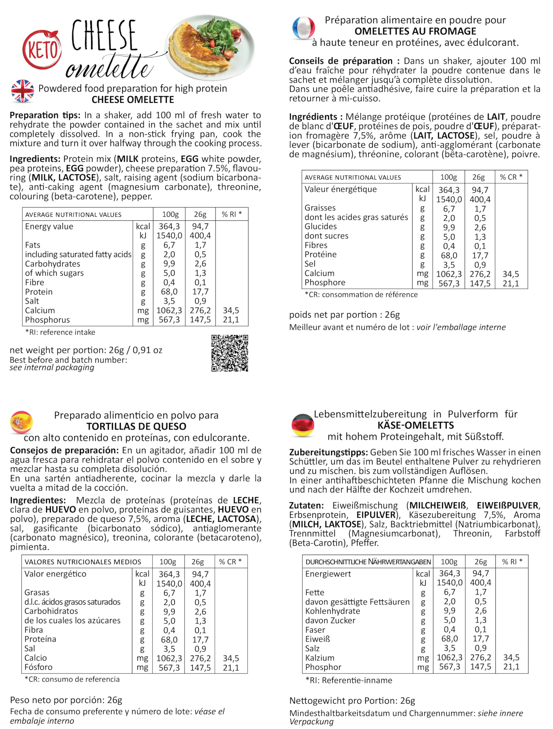 Alimentos proteicos Line@diet en una caja completa para 7 días: opción MISTO B = 28 preparados proteicos (bolsas de proteínas) sin carbohidratos ni azúcar.