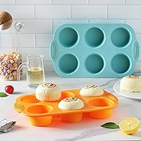 Vista 9 de 2PCS Silicone Muffin Cupcake Pan Molds, Ohola 6-Cavity Nonstick Silicone Muffin Pans for baking, Perfect for Cupcakes, Muffin, Brownies and More