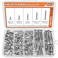 Vista 9 de Juego de tornillos de madera #2 x 1/4" 3/8" 1/2" 5/8" 3/4", HELIFOUNER 240 piezas de kit de surtido de tornillos autorroscantes con cabeza Phillips