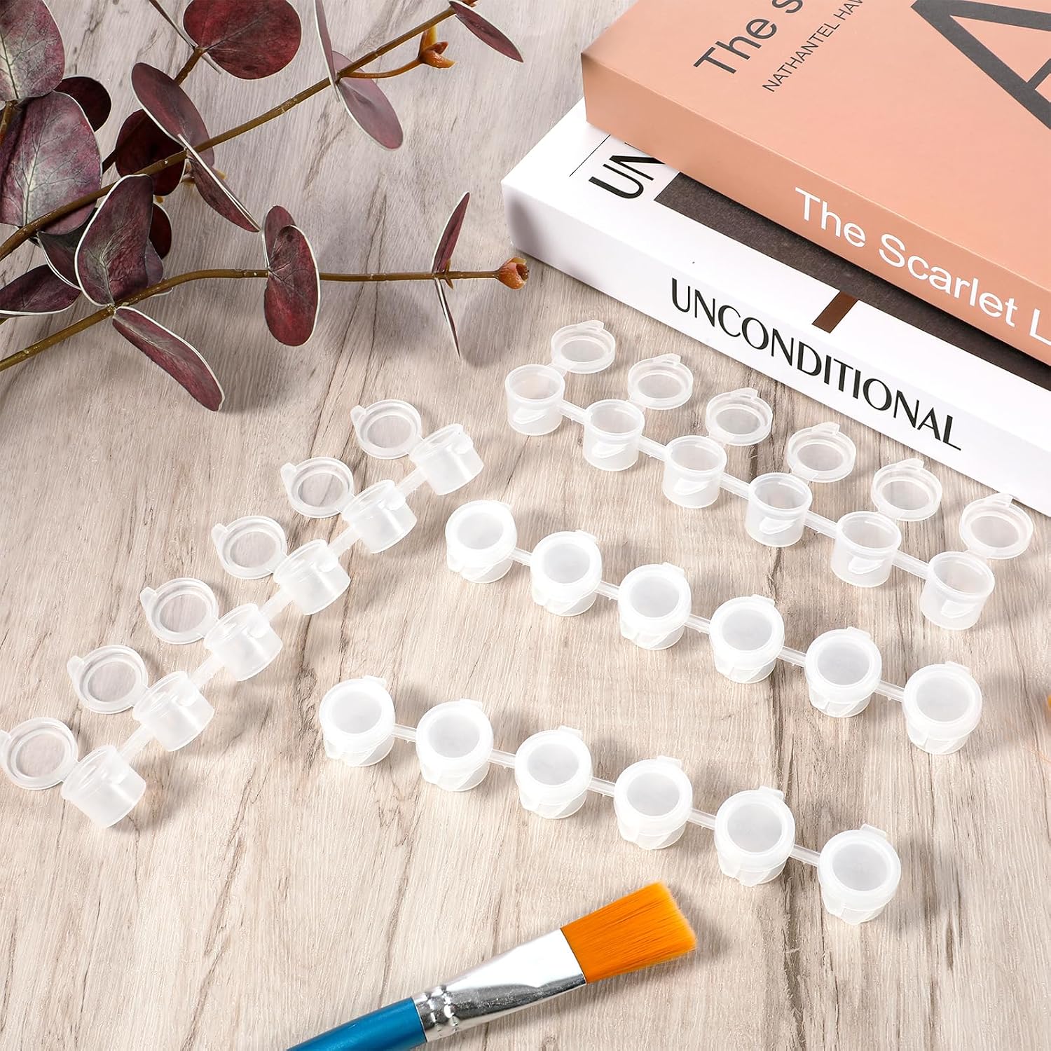 120 PCS Paint Containers with Lids, 0.1 Oz Empty Paint Pots with Lids 20 Strips Containers Acrylic Paints Storage Transparent Paints Pots for Craft Storage Classrooms Schools Painting