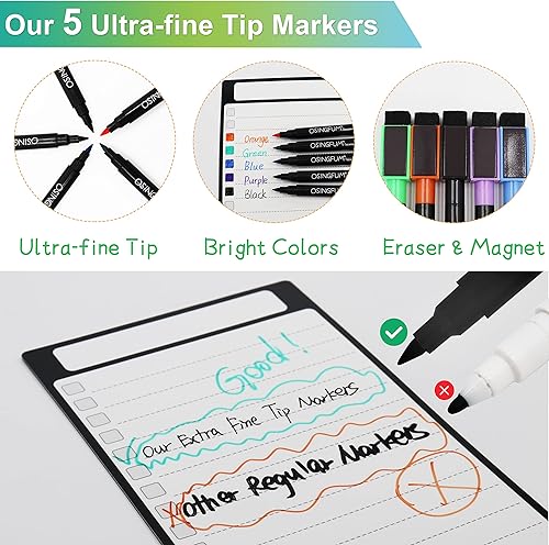 Miniatura 5 de Tabla magnética de tareas para niños, varios niños y calendario magnético para nevera, 3 pizarras magnéticas de borrado en seco para refrigerador,