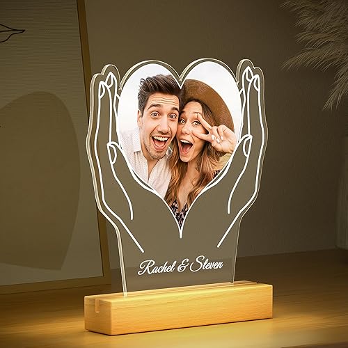 Miniatura 2 de Regalos de Navidad personalizados para mujeres y hombres, marcos de fotos personalizados con foto, marco de fotos personalizado con luz nocturna,