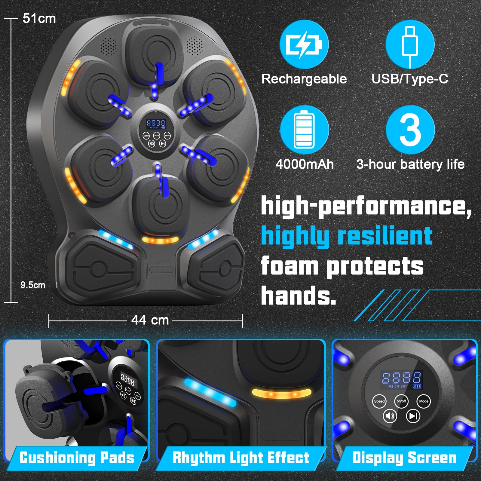 Machine Boxe Enfant Machine De Boxe Musicale Smart - Sac De Boxe Intelligent - Connexion Avec Bluetooth Jeu De Boxe Mural Adulte