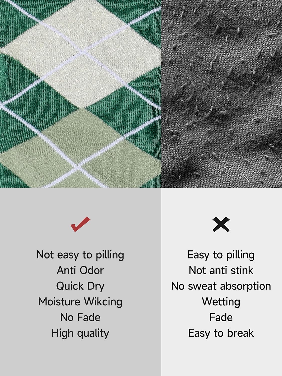 Mens Dress Socks Thin Lightweight Size 8-13 Combed Cotton Anti Odor Quick Dry Classic Pattern - Image 6