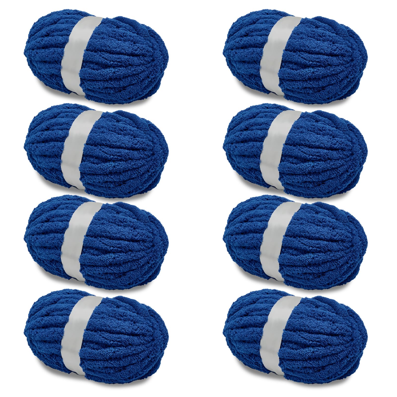 Chunky Chenille Yarn for Crocheting, Giant Yarn for Hand Knitting, Super Soft Jumbo Blanket Yarn Navy 8 PACK (32 yds, 8.5 oz Each Pack)