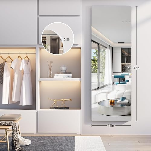 Miniatura 2 de Hasipu - Espejo de cuerpo entero para puerta, 47 x 16 pulgadas, espejo para colgar en la pared o para montaje en pared, para dormitorio, sala de