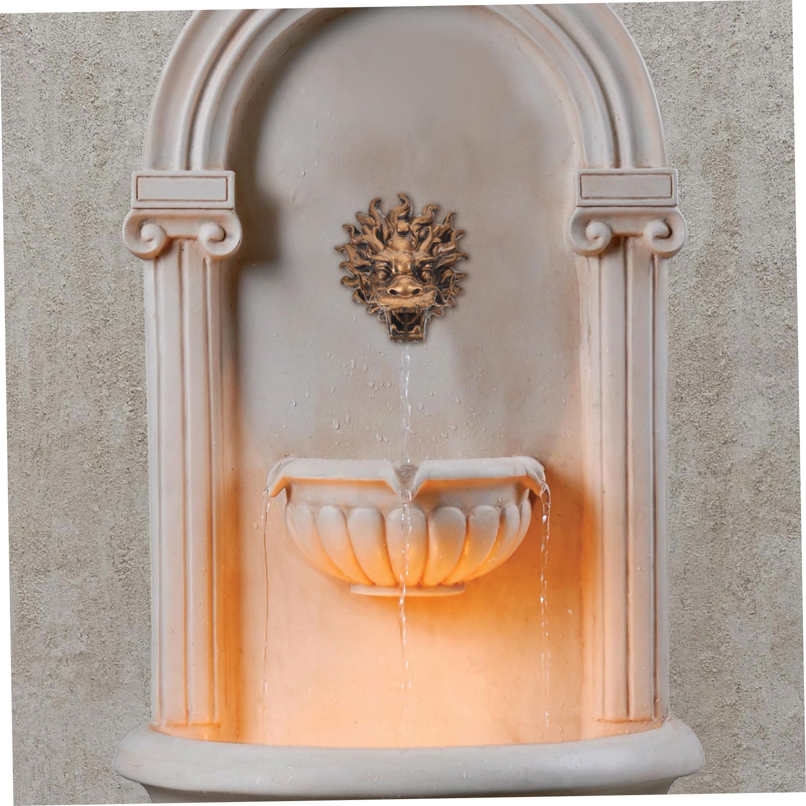 Fontaine Murale avec Tête De Dragon Dorée Robinet Extérieur pour Jardin Et Villa Fontaine Décorative pour Aménagement Paysager Extérieur