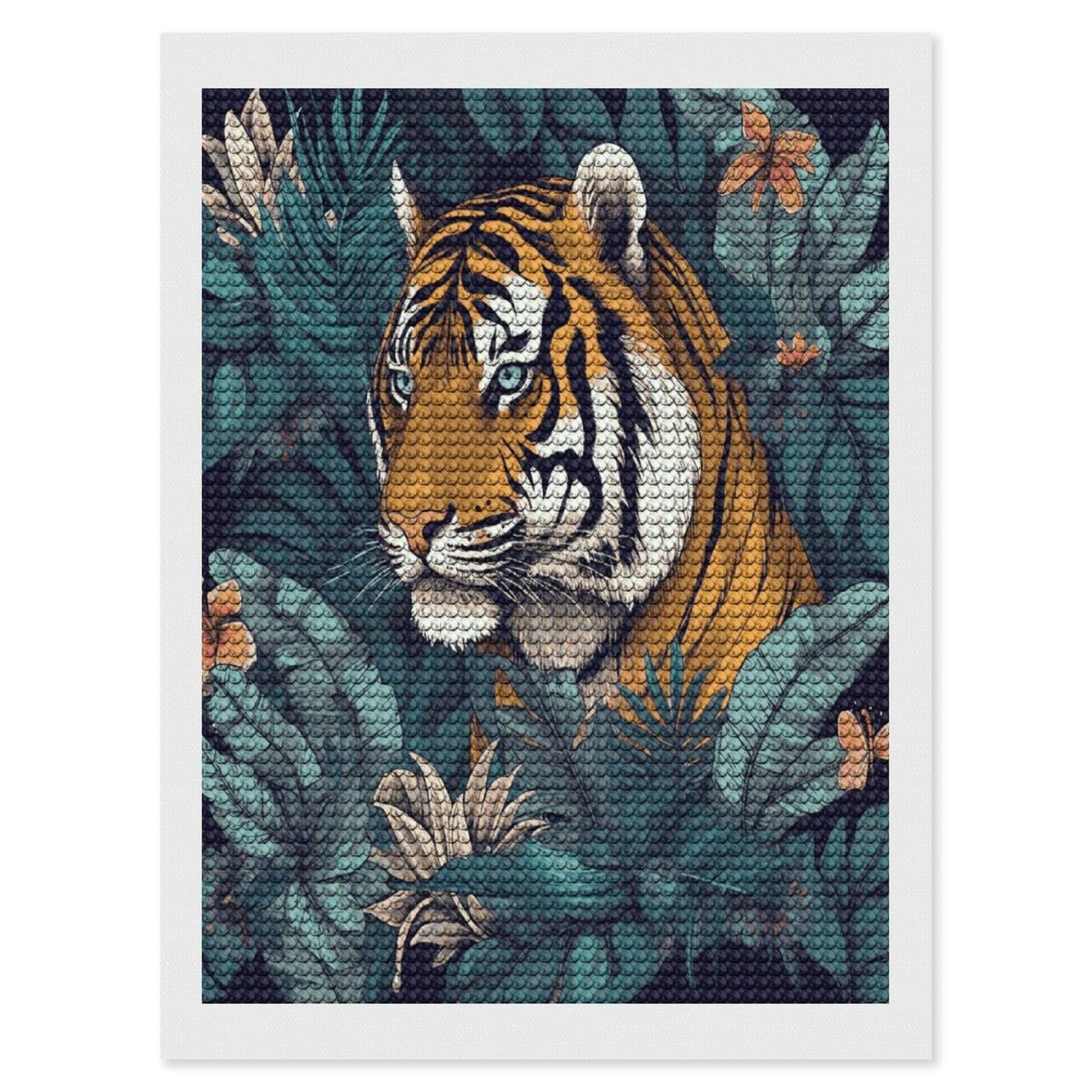 LDGSUPH Tropical Tiger Diamond Painting Kits for Adults Paint with Diamond Pictures Art DIY Full Drill Diamond Dots Painting Personalized Diamond Photo for Home Wall Decor Gift 12"x16"