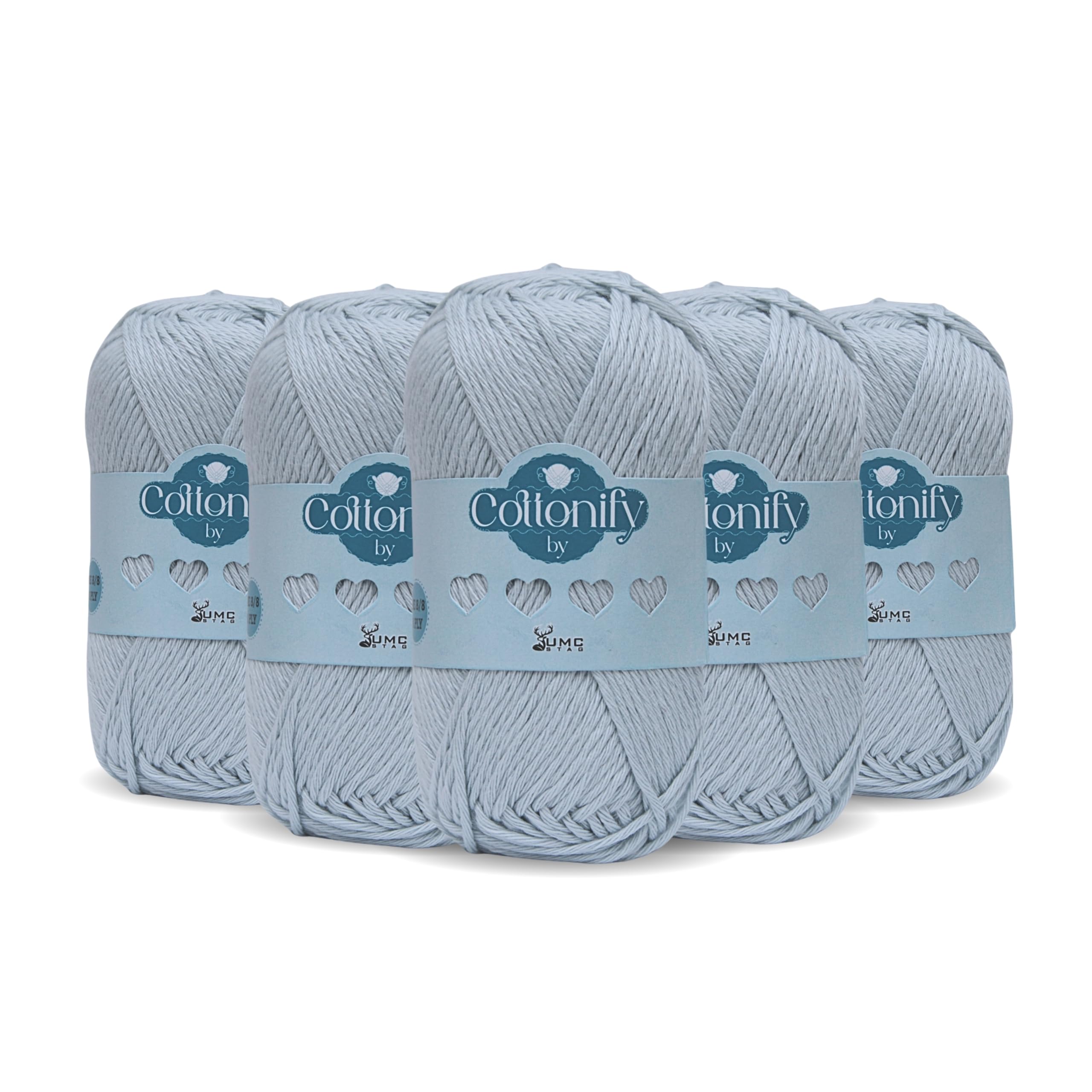 Cottonify 8 Ply Cotton Yarn 50g – 100% Long Staple Combed Cotton (75m) – Soft Strong Crochet & Knitting Yarn for Amigurumi, Dishcloths, Baby Wear & Garments – 3.5-4.5mm Hook (Baby Blue 128)