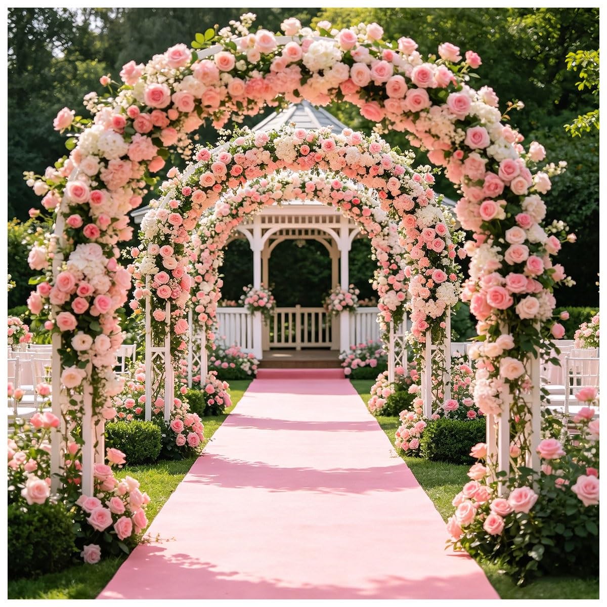 Alfombra rosa rectangular para decoración de jardín, fiestas y bodas 1x20m