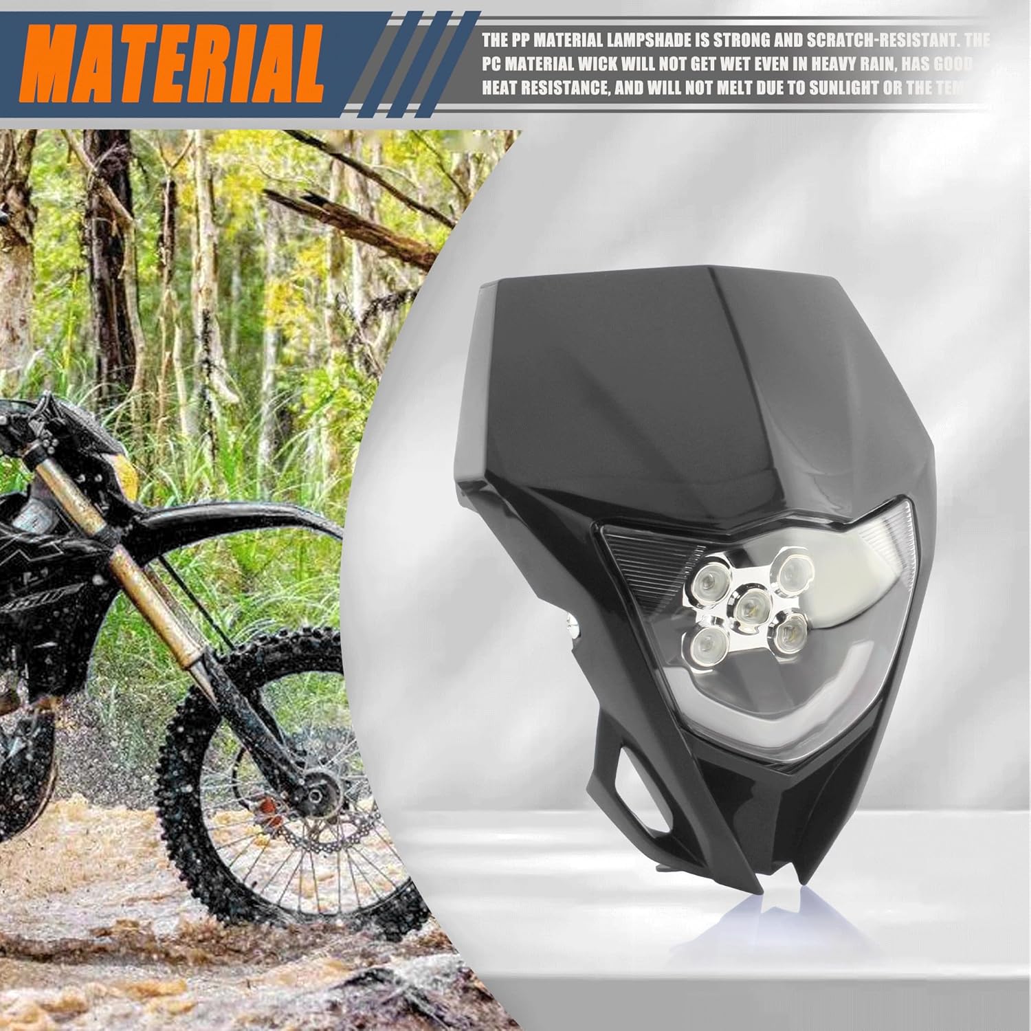 Dirt Bike Enduro Headlight,Motorcycle LED Headlamp Compatible with YZ450F YZ250F YZ250 YZ125 YZ65 YZ85 DRZ400 WR250F WR450F Supermoto-Black