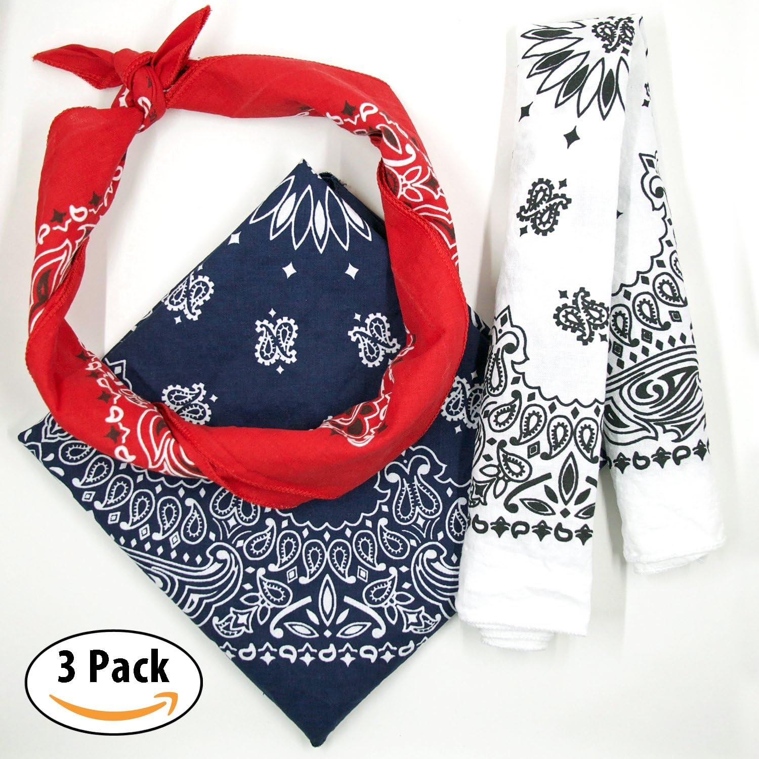 Bandana 3-Pack - Made in USA For 70 Years - Sold by Vets - 100% Cotton - Sewn Edges - Image 2