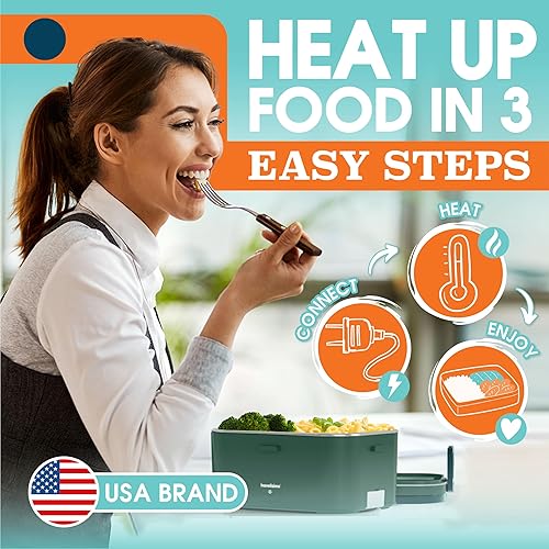 Miniatura 4 de Fiambrera eléctrica para adultos de 80 W, 1.8 L, lonchera térmica portátil rápida de 1224110 V para adultos, a prueba de fugas, contenedor SS, para