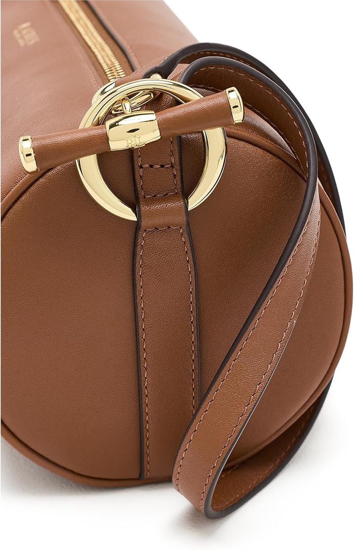 Женская сумка Lauren Ralph Lauren Nappa Leather Medium Blaike Barrel, цвет: Рыжевато-коричневый — фото 2