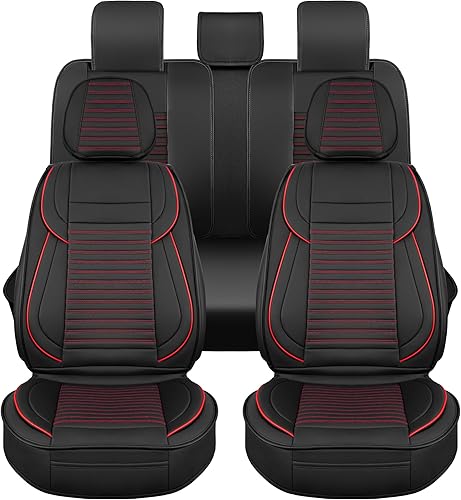 Miniatura 23 de LINGVIDO - Fundas de piel sintética con respaldo para asiento de automóvil, transpirables, impermeables, universal y antideslizante, para SUV, Beige